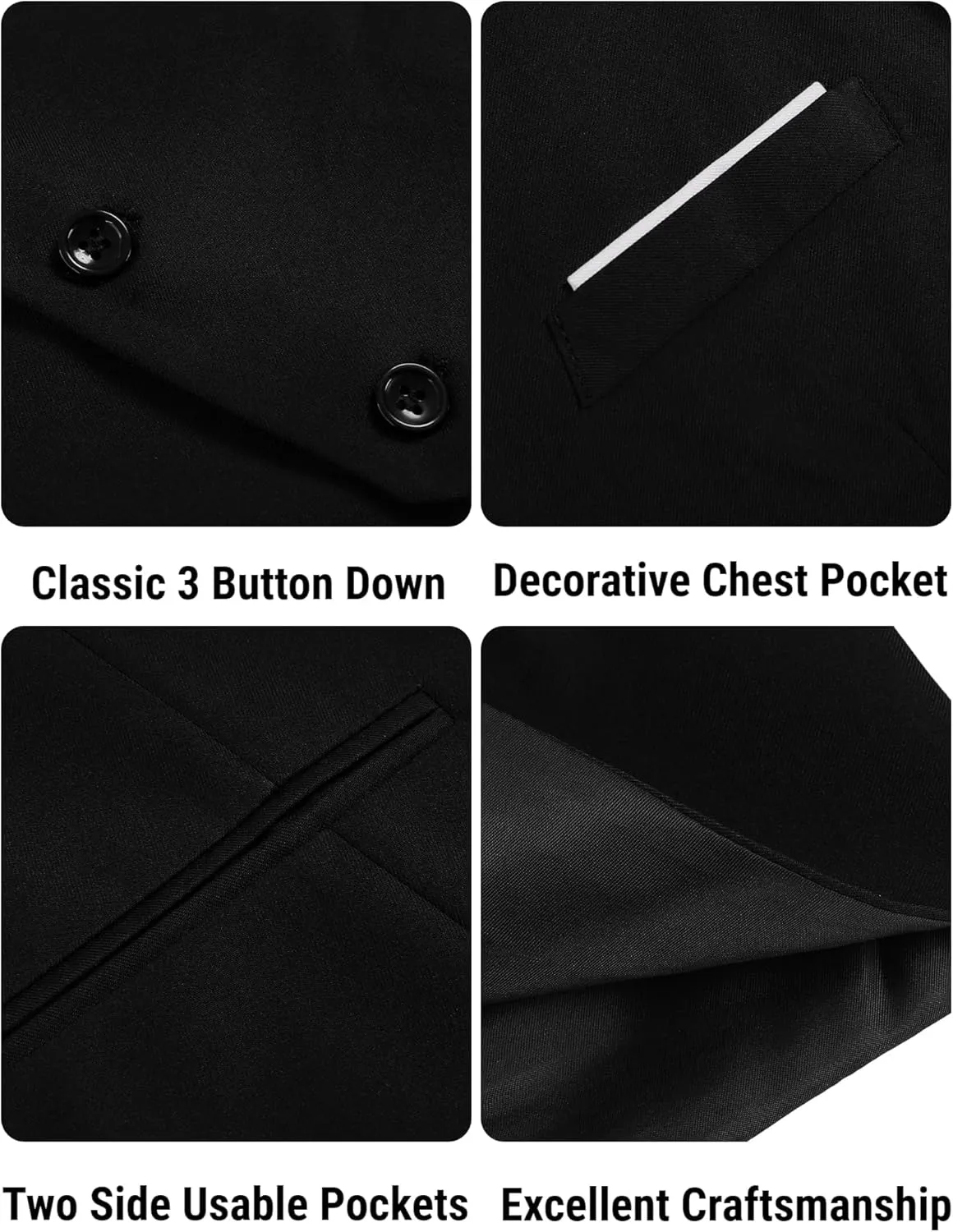 COOFANDY Men's Suit Vest Slim Fit Formal Dress Waistcoat Casual Business Vests for Suit or Tuxedo