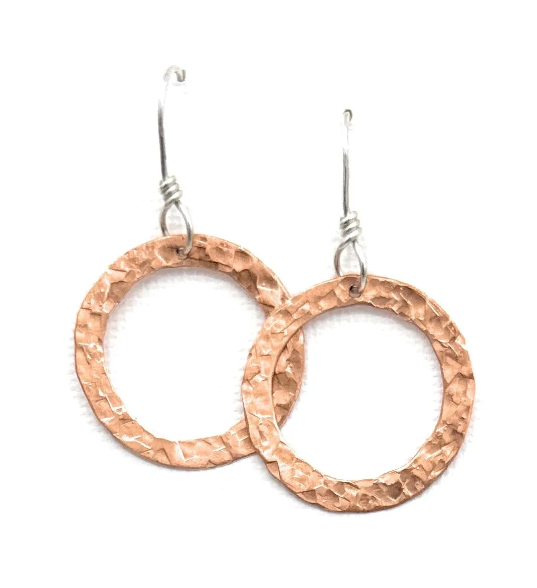 Copper Hoop Earrings,Handmade in USA