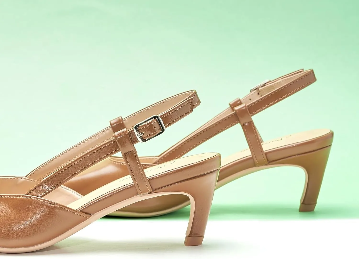 C.Paravano Beige Slingback Heels for Women - Pointed Toe, Stiletto Heels, Slip On Work Pumps, Dress Shoes