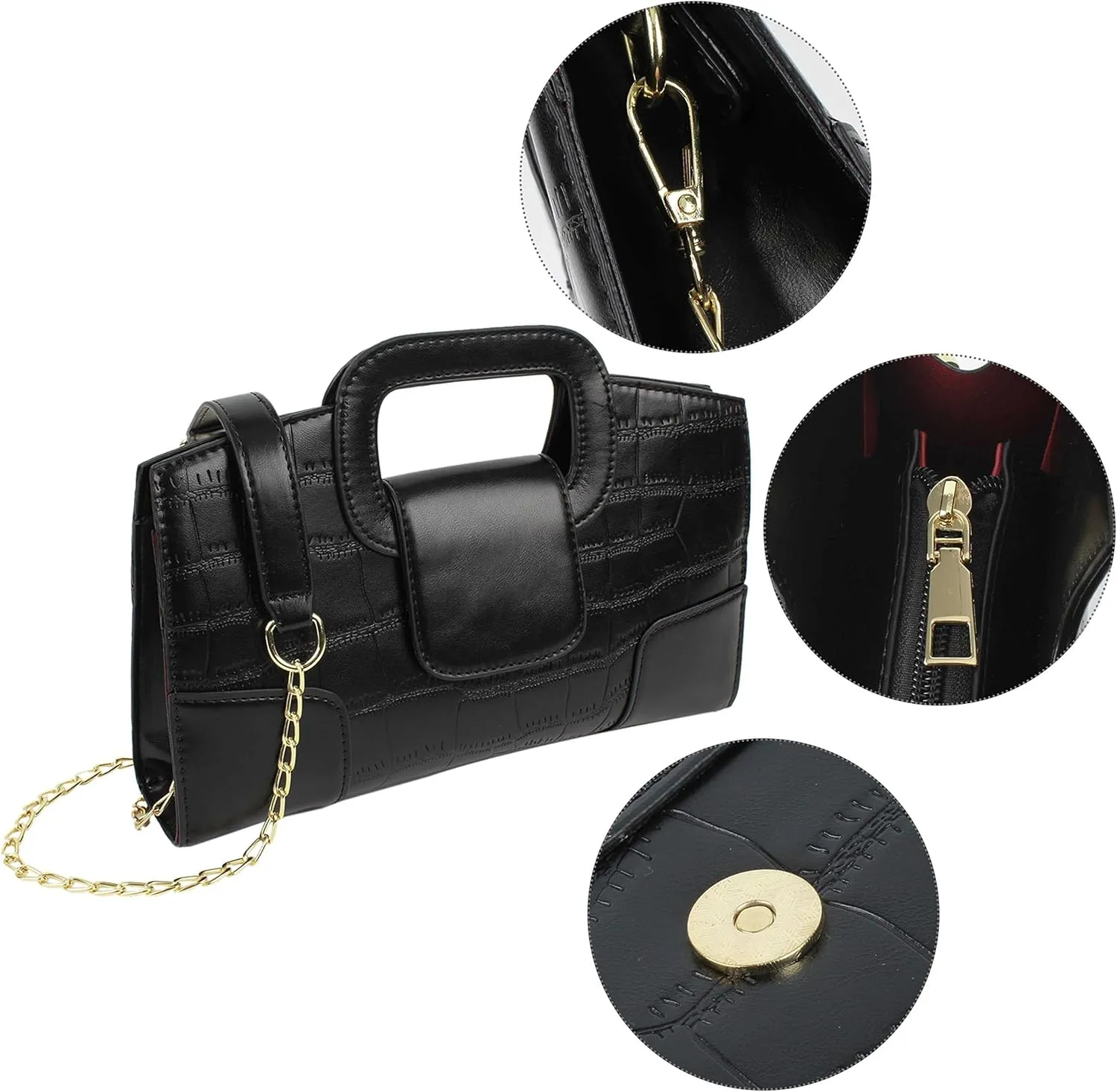 Crocodile Pattern Handbag Leather Clutch Purse Shoulder Crossbody Bag Fashion Women Flap Tote Top-Handle
