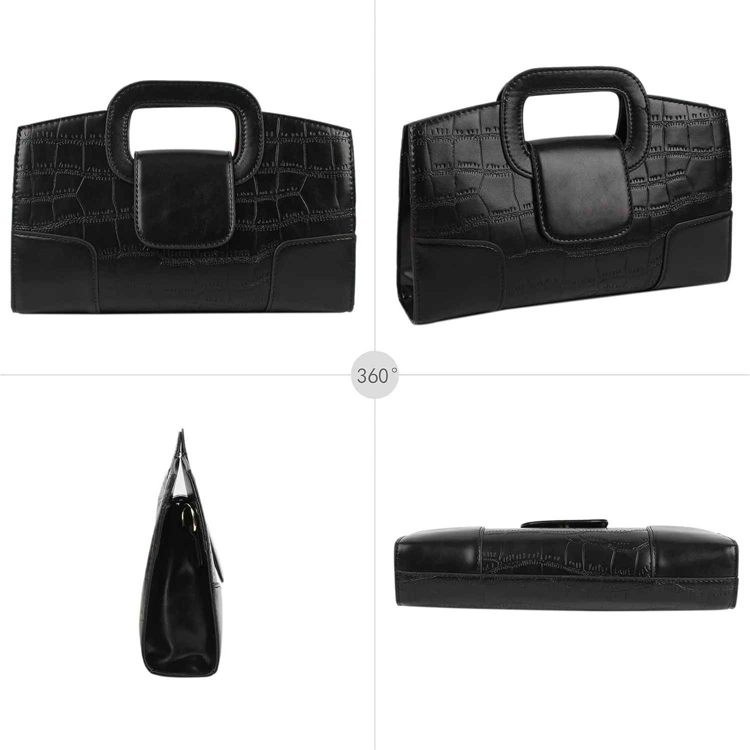 Crocodile Pattern Handbag Leather Clutch Purse Shoulder Crossbody Bag Fashion Women Flap Tote Top-Handle