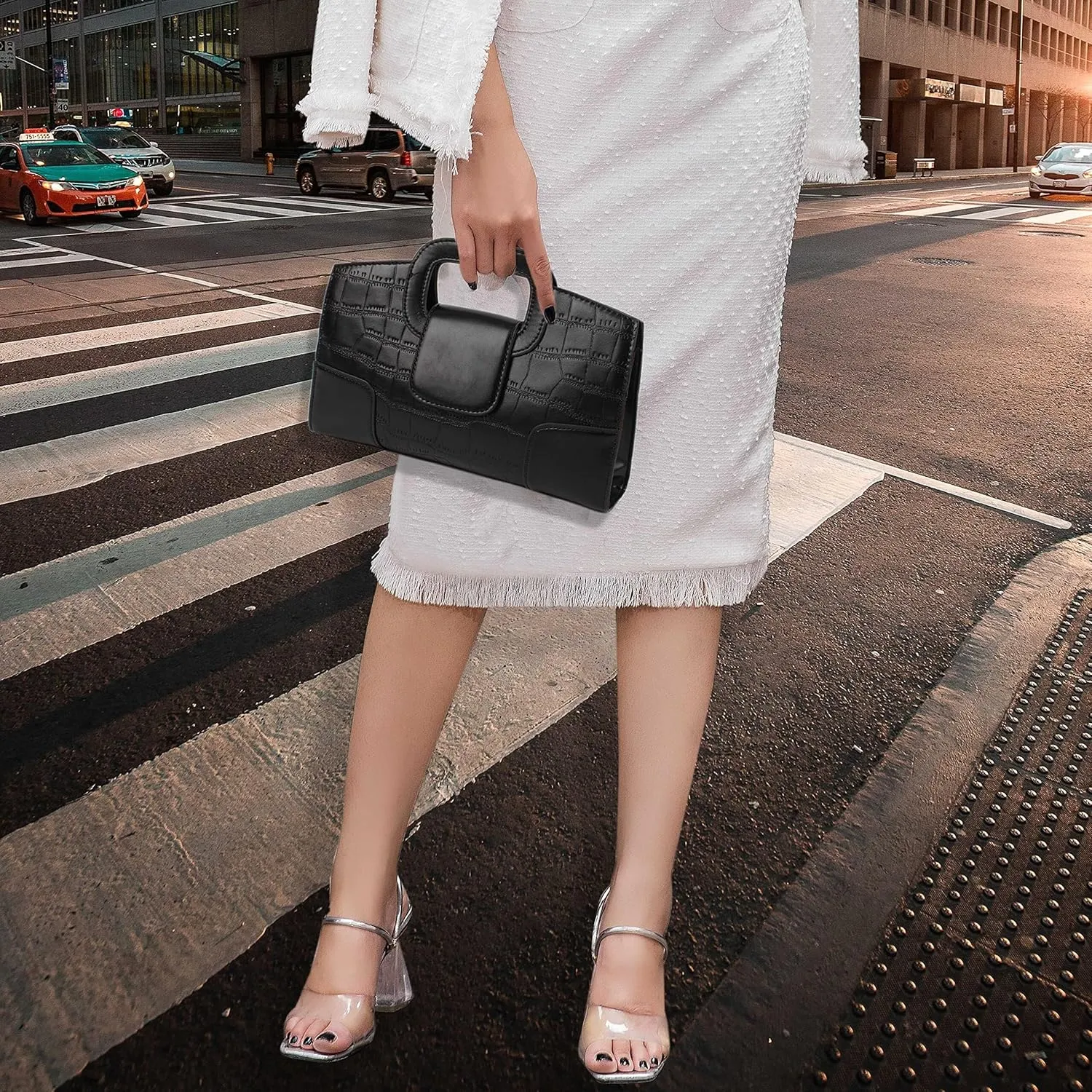 Crocodile Pattern Handbag Leather Clutch Purse Shoulder Crossbody Bag Fashion Women Flap Tote Top-Handle