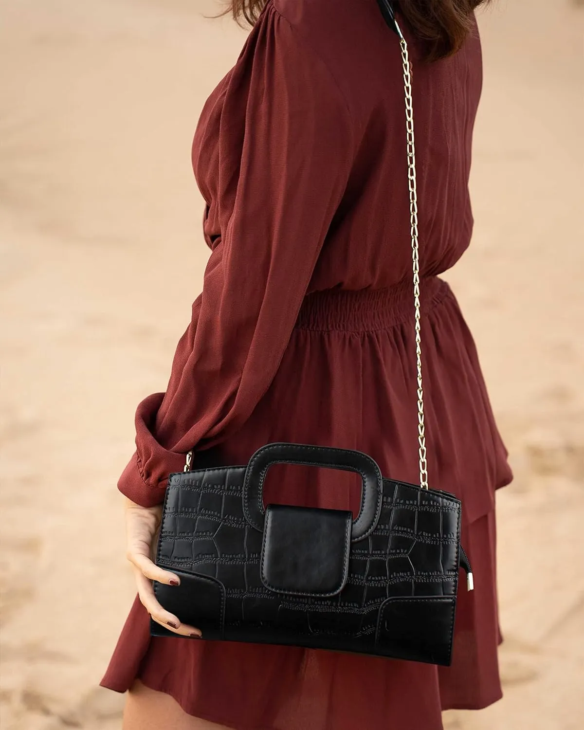 Crocodile Pattern Handbag Leather Clutch Purse Shoulder Crossbody Bag Fashion Women Flap Tote Top-Handle