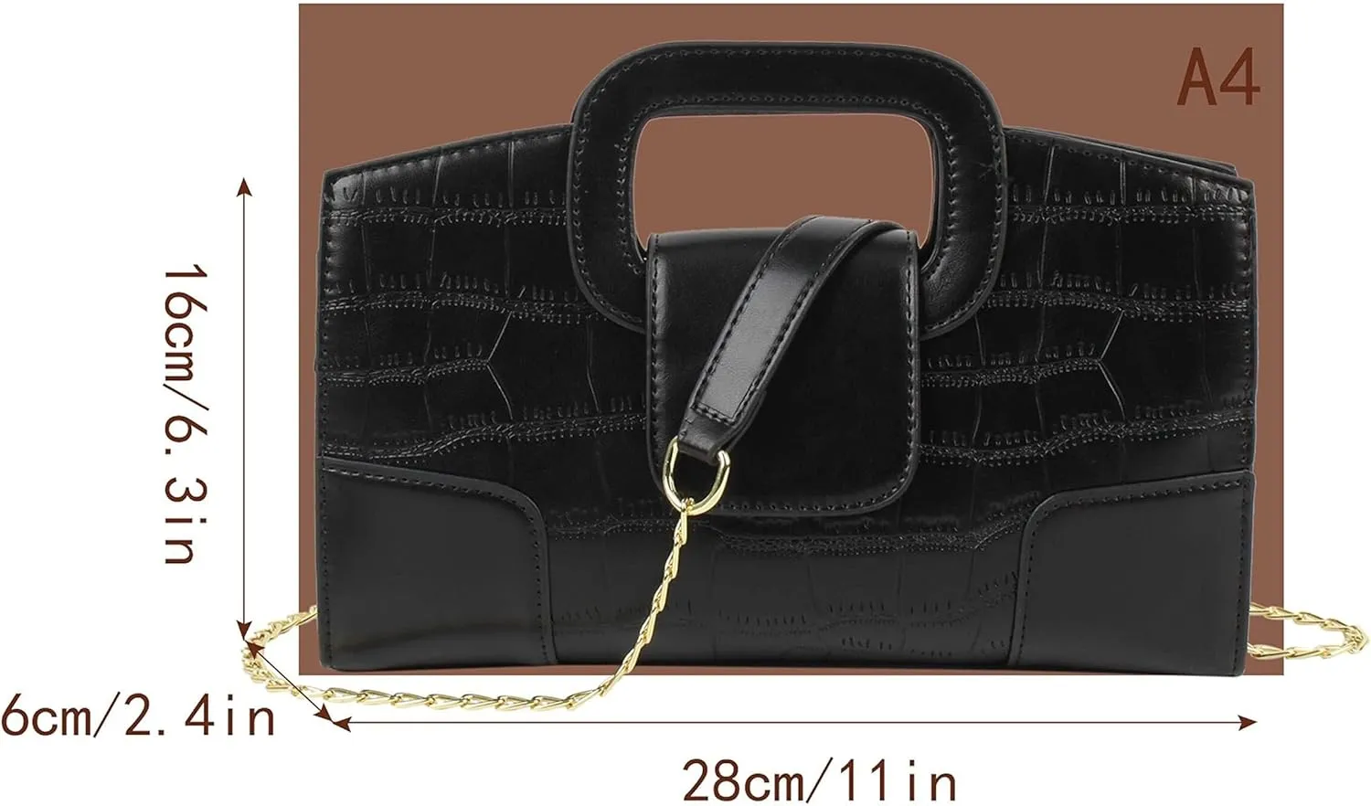 Crocodile Pattern Handbag Leather Clutch Purse Shoulder Crossbody Bag Fashion Women Flap Tote Top-Handle