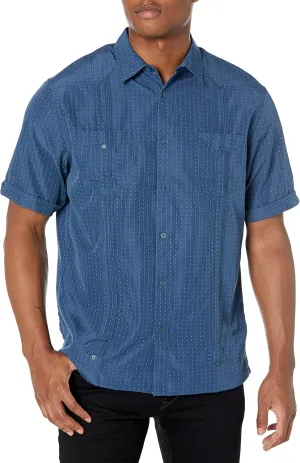 Cubavera Men's Ecoselect Textured Two-Pocket Short Sleeve Button-Down Guayabera Shirt