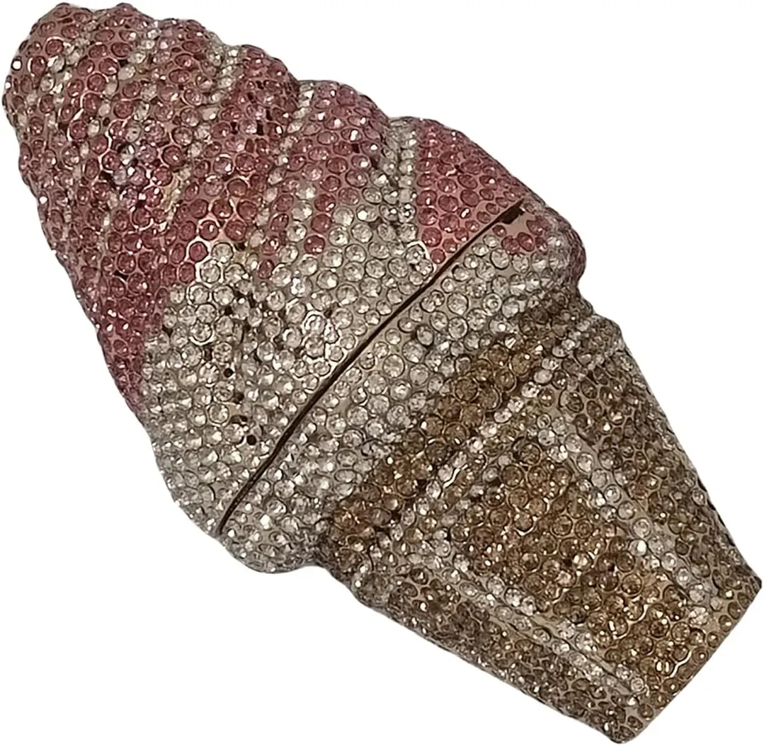Cute Ice Cream Diamond Clutch Mini Crystal Purse Evening Bags Rhinestone for Women Party Wedding Cocktail Prom