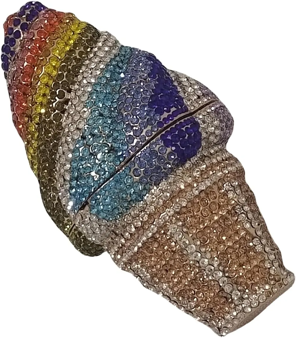 Cute Ice Cream Diamond Clutch Mini Crystal Purse Evening Bags Rhinestone for Women Party Wedding Cocktail Prom