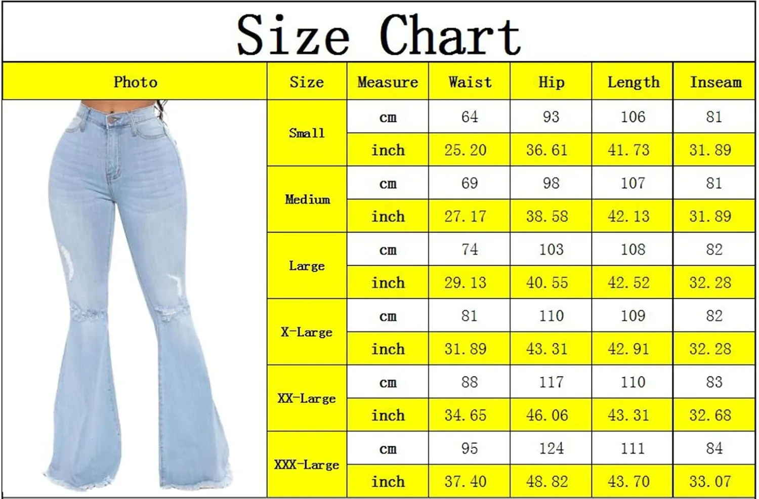 CutieLove Women's Ripped Jeans Bell Bottom Flare Jeans Mid Rise Destroyed Hem Denim Pants