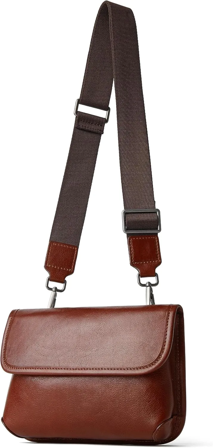 DAILANDO Vintage Waxed Leather Crossbody Purse Unisex Messenger Shoulder Bag With Magnetic Flap