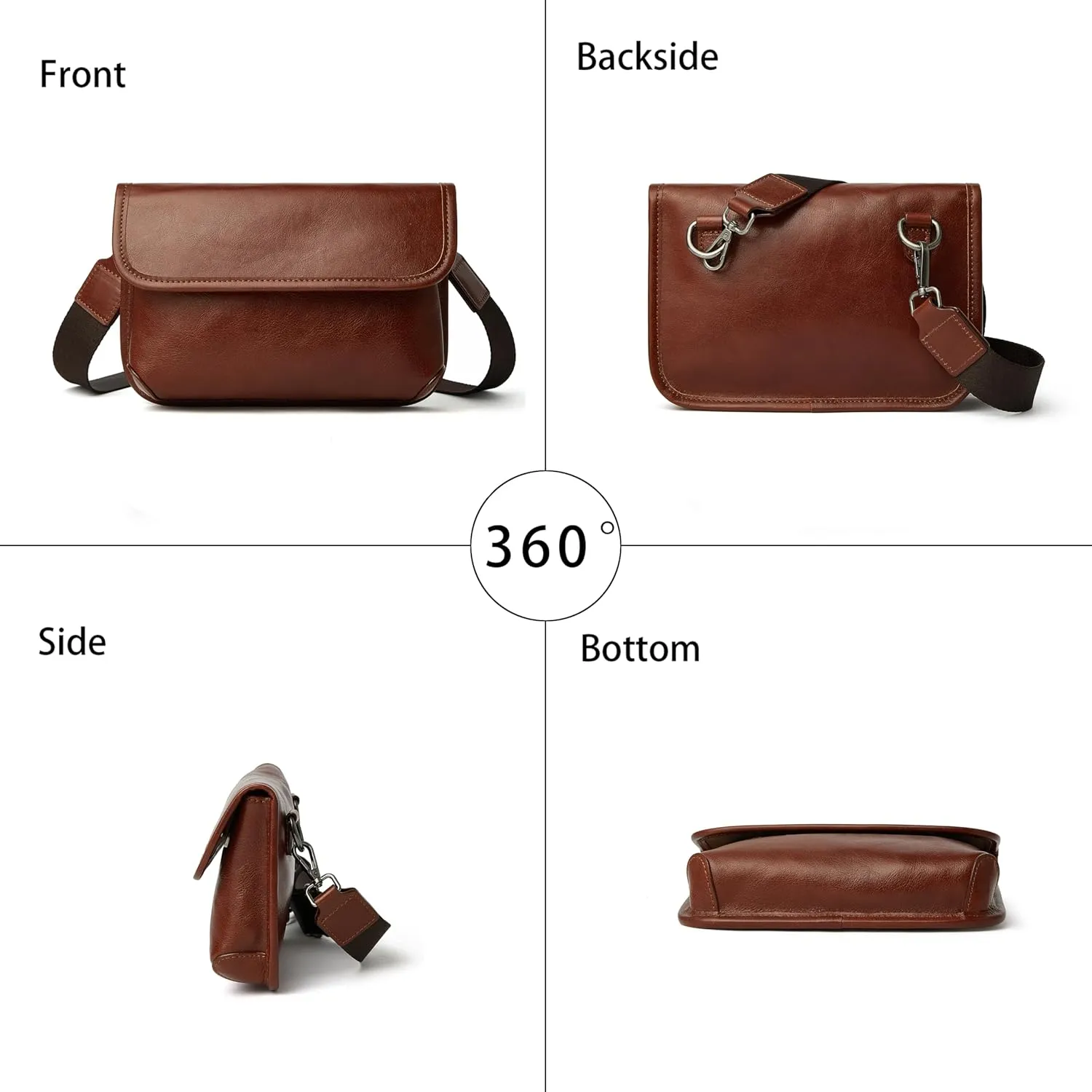 DAILANDO Vintage Waxed Leather Crossbody Purse Unisex Messenger Shoulder Bag With Magnetic Flap