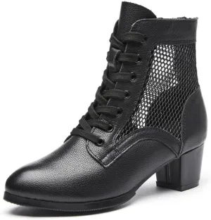 Dance Shoes for Women, Lace-Up Jazz Boots Professional Closed-Toe High Top Teaching Practice Dancing Shoes