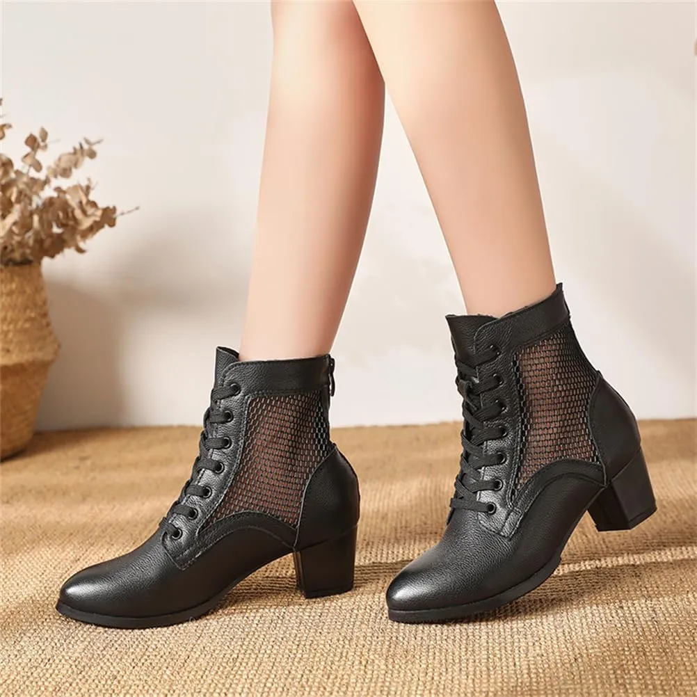 Dance Shoes for Women, Lace-Up Jazz Boots Professional Closed-Toe High Top Teaching Practice Dancing Shoes