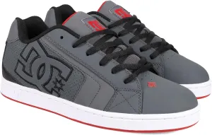 DC Men's Net Skate Shoe, Grey/Black/RED, 13
