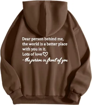 Dear Person Behind Me Hoodie Sweatshirts Letter Pullover Tops Trendy Comfort Sweatshirts Cute Fall Fashion Clothes