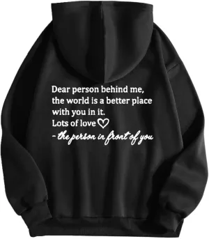 Dear Person Behind Me Hoodie Sweatshirts Letter Pullover Tops Trendy Comfort Sweatshirts Cute Fall Fashion Clothes