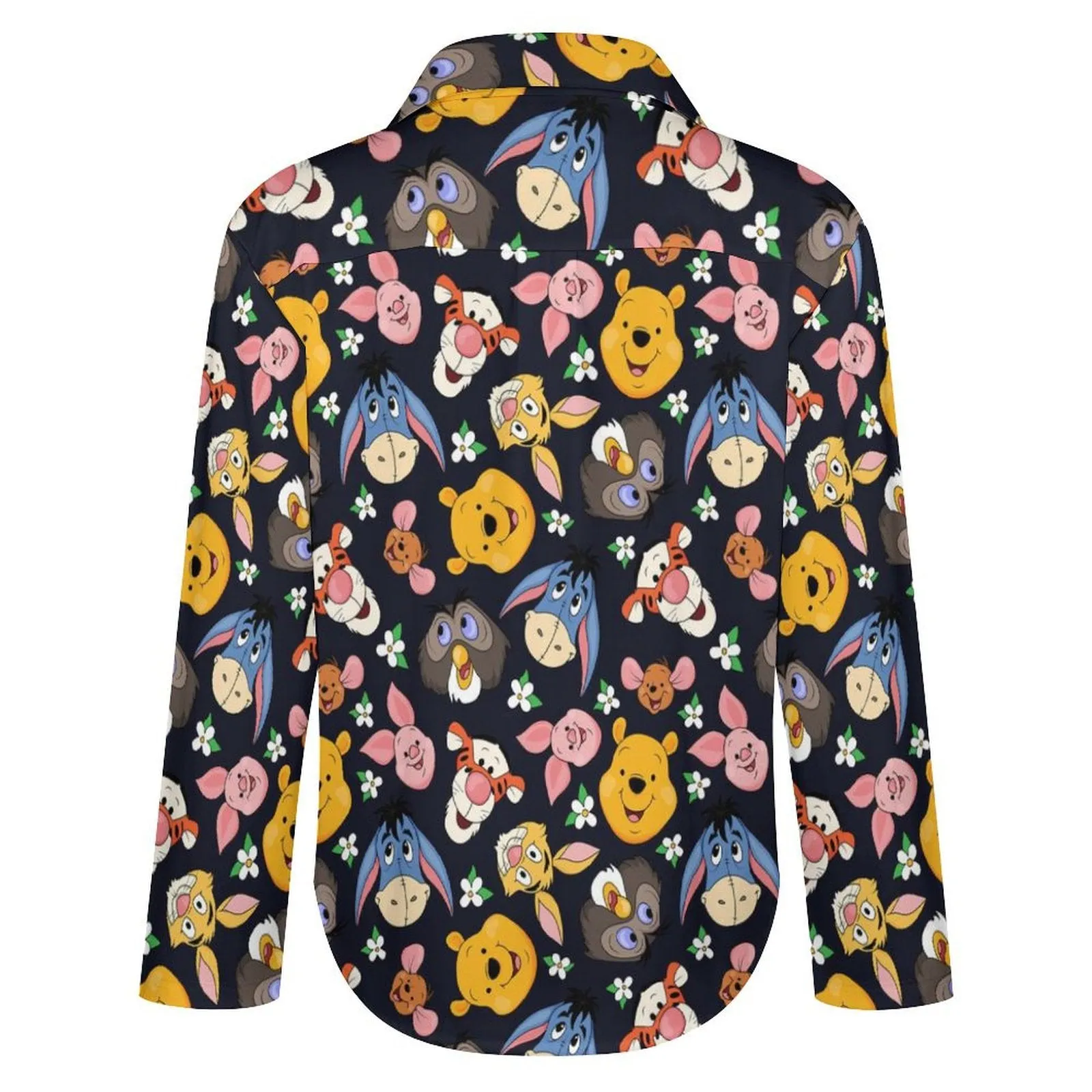 Disney Winnie The Pooh Hundred Acre Wood Friends Long Sleeve Button Up Blouse