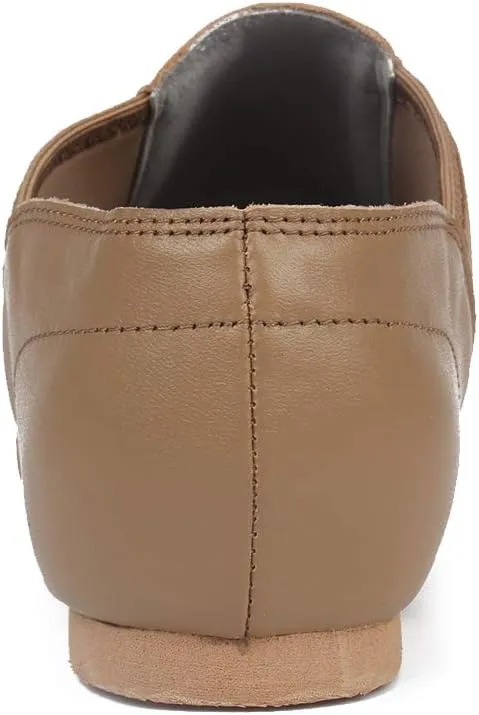 DKZSYIM Women and Men's Leather Upper Professional Jazz Dance Shoes Slip-on,Style JS359