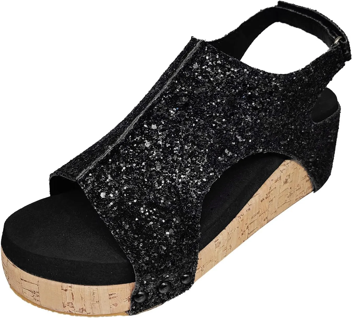 Eduavar Sandals for Women Dressy, Orthopedic Sandals for Women Leather Peep Toe Cutout Zipper Chunky Heeled Sandals