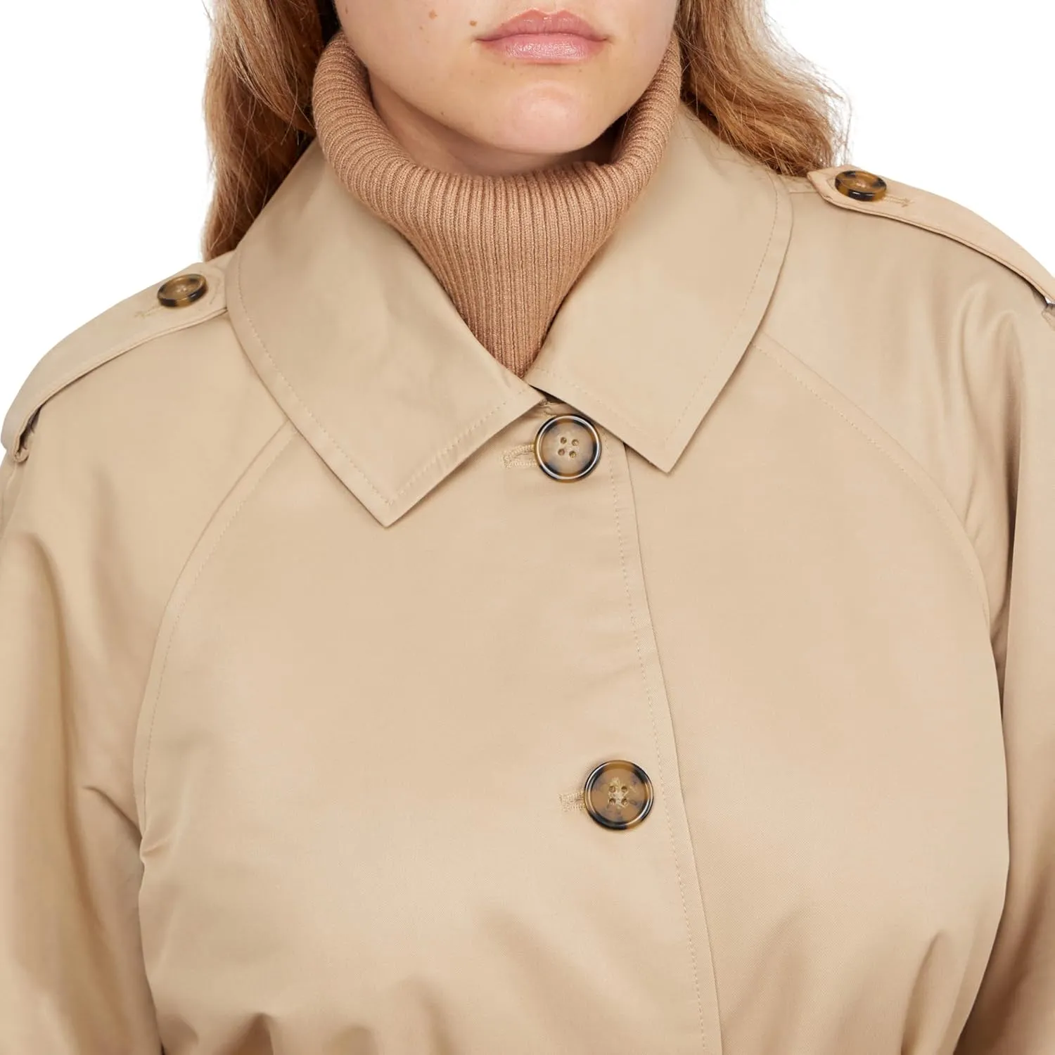 ELLEN TRACY Women's Trench Coat - Waist Belted Button Up Long Raincoat for Ladies (Sizes: S-XL)