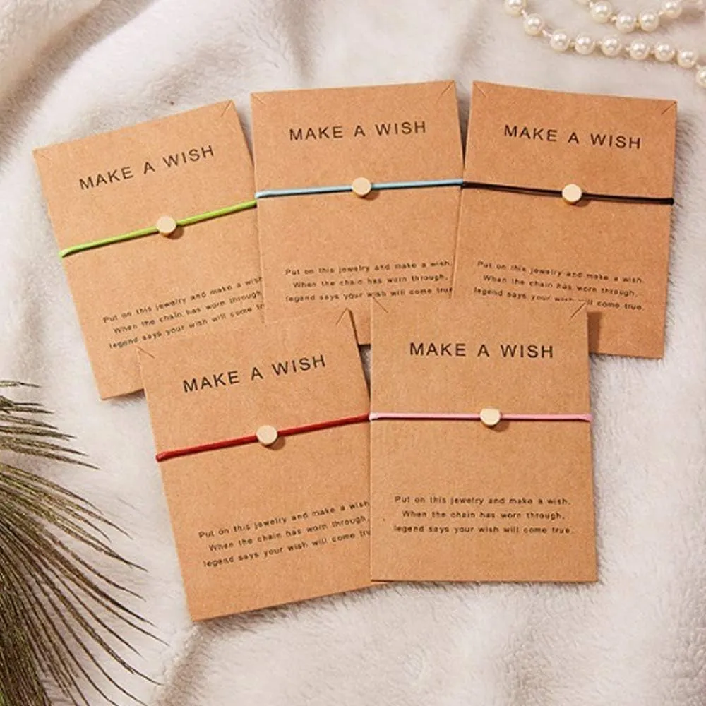 EMESLY Friendship Charm Adjustable Bracelets with Message Card (Set of 5); Perfect Jewelry Gift for Friends & Family