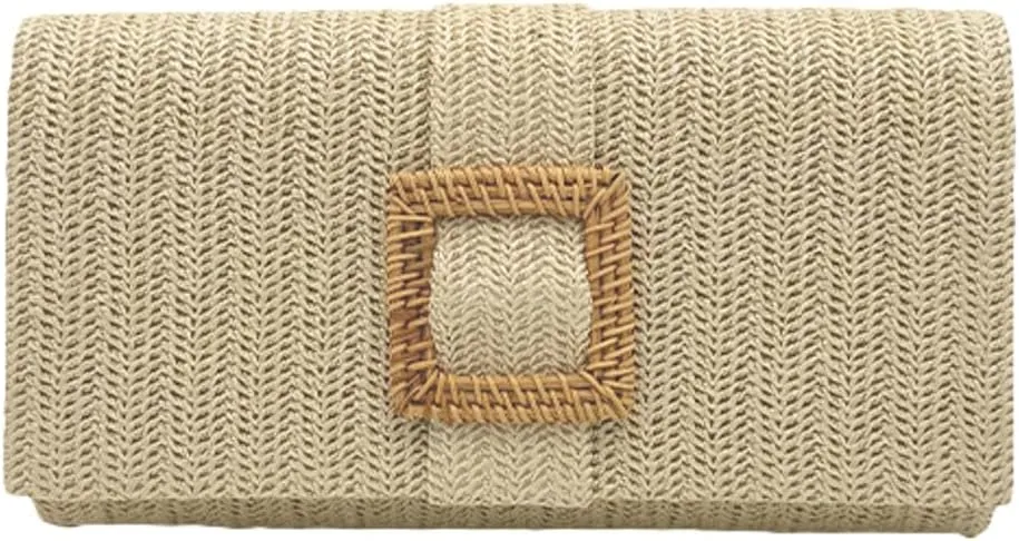 Evening Bag for Women Summer Straw Woven Envelop Bag Chain Purse Stylish Beach Clutch Handbag for Party Prom