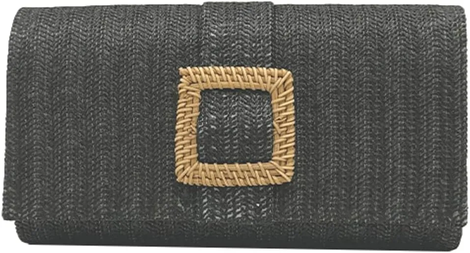 Evening Bag for Women Summer Straw Woven Envelop Bag Chain Purse Stylish Beach Clutch Handbag for Party Prom