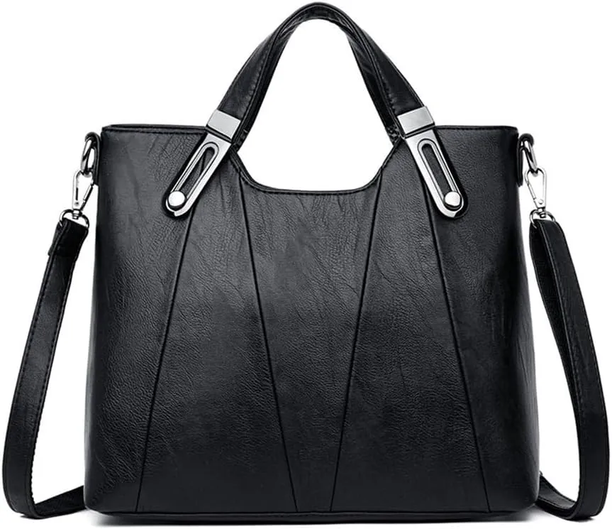 FAIME Vintage Handbag for Women, Top -handle Satchel Purse PU Leather Crossbody Shoulder Bag with Adjustable Strap