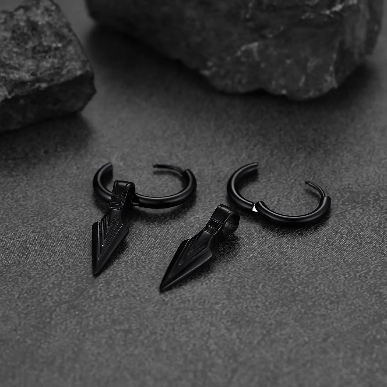 FaithHeart Viking Raven Earrings for Men Sturdy Stainless Steel Punk Rock Earrings Lightweight Hypoallergenic Ear Jewelry with Gift Box