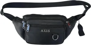 Fanny Pack for Women Man Crossbody Waist Bag Sport Travel Hiking, Leather/Black