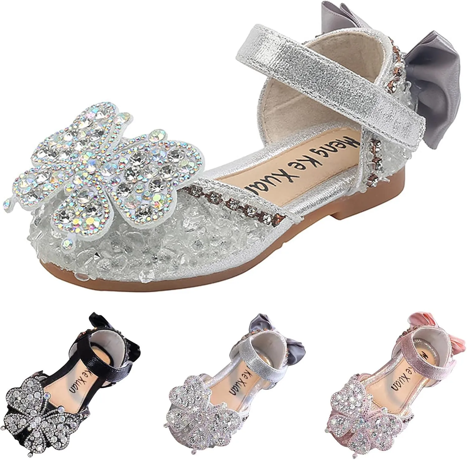 Fashion Spring And Summer Girls Shoes Dress Performance Dance Shoes Rhinestone Sequins Cartoon Butterfly Baby
