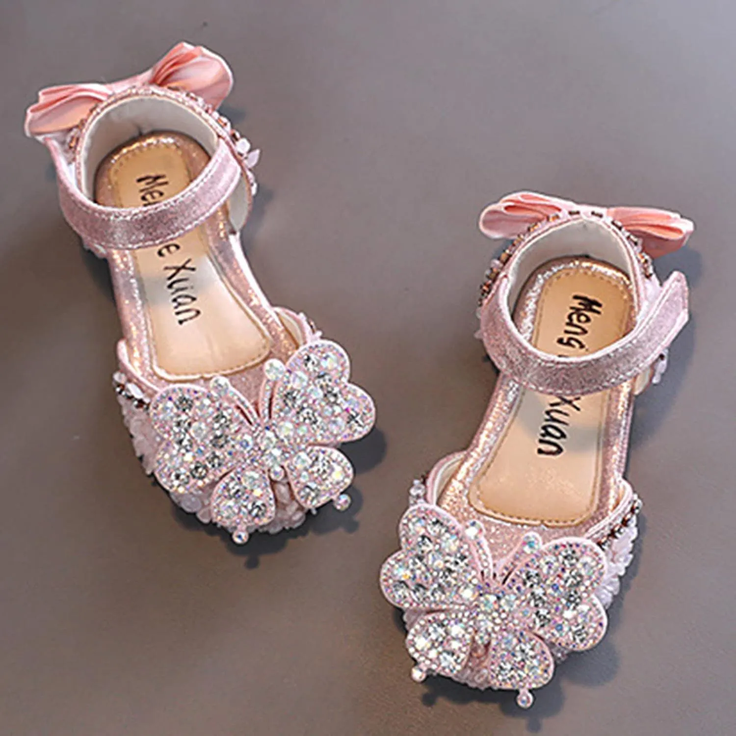 Fashion Spring And Summer Girls Shoes Dress Performance Dance Shoes Rhinestone Sequins Cartoon Butterfly Baby