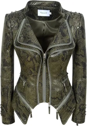 Fashion SX Womens Rivet Faux Leather Jacket Zipper Moto Biker Denim coat Motorcycle Outwear