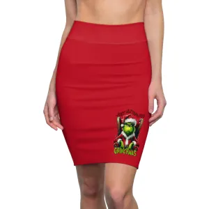 Festive Grinch Women's Pencil Skirt - Perfect for Holiday Celebrations
