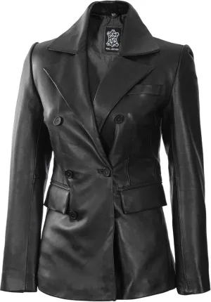 fjackets Lambskin Leather 3/4 Coat - A Fusion of Timeless Style & Modern Sophistication for Women