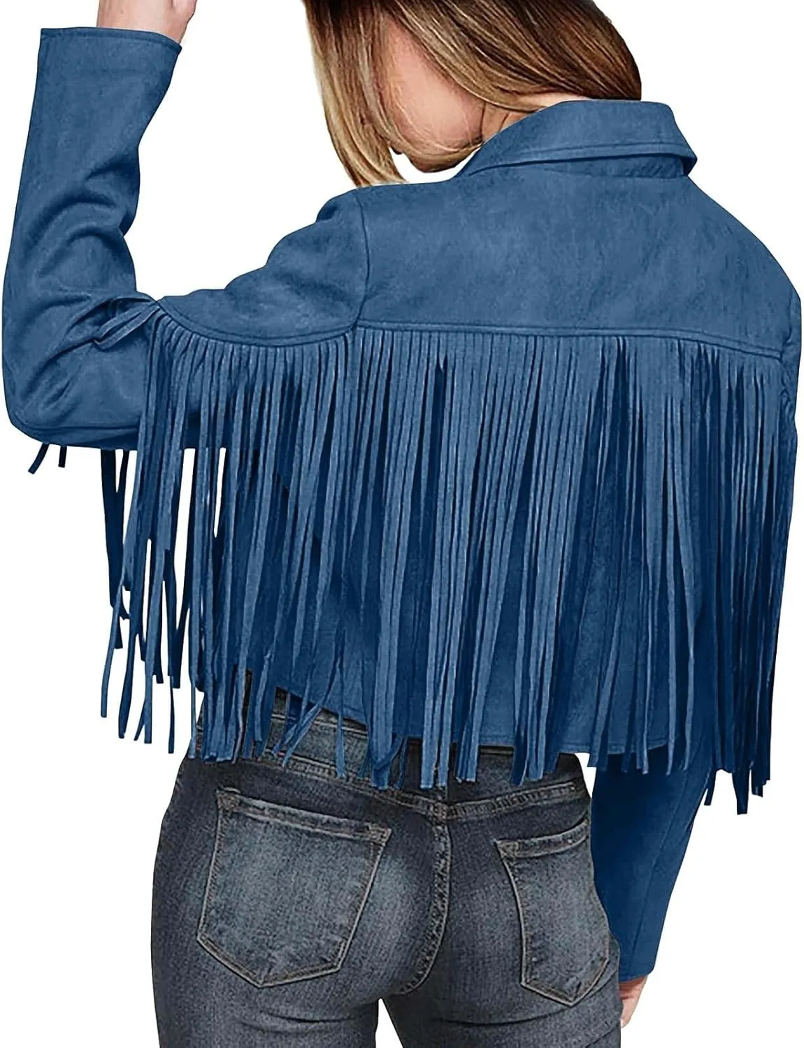 Fleece Jackets for Women Tassel Motorcycle Cropped Coats 2024 Zip Casual Outwear Quilt Faux Suede Leather Jackets