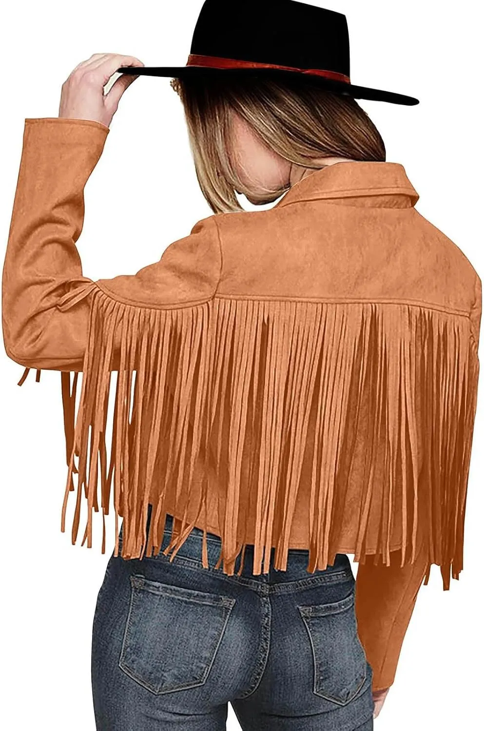 Fleece Jackets for Women Tassel Motorcycle Cropped Coats 2024 Zip Casual Outwear Quilt Faux Suede Leather Jackets