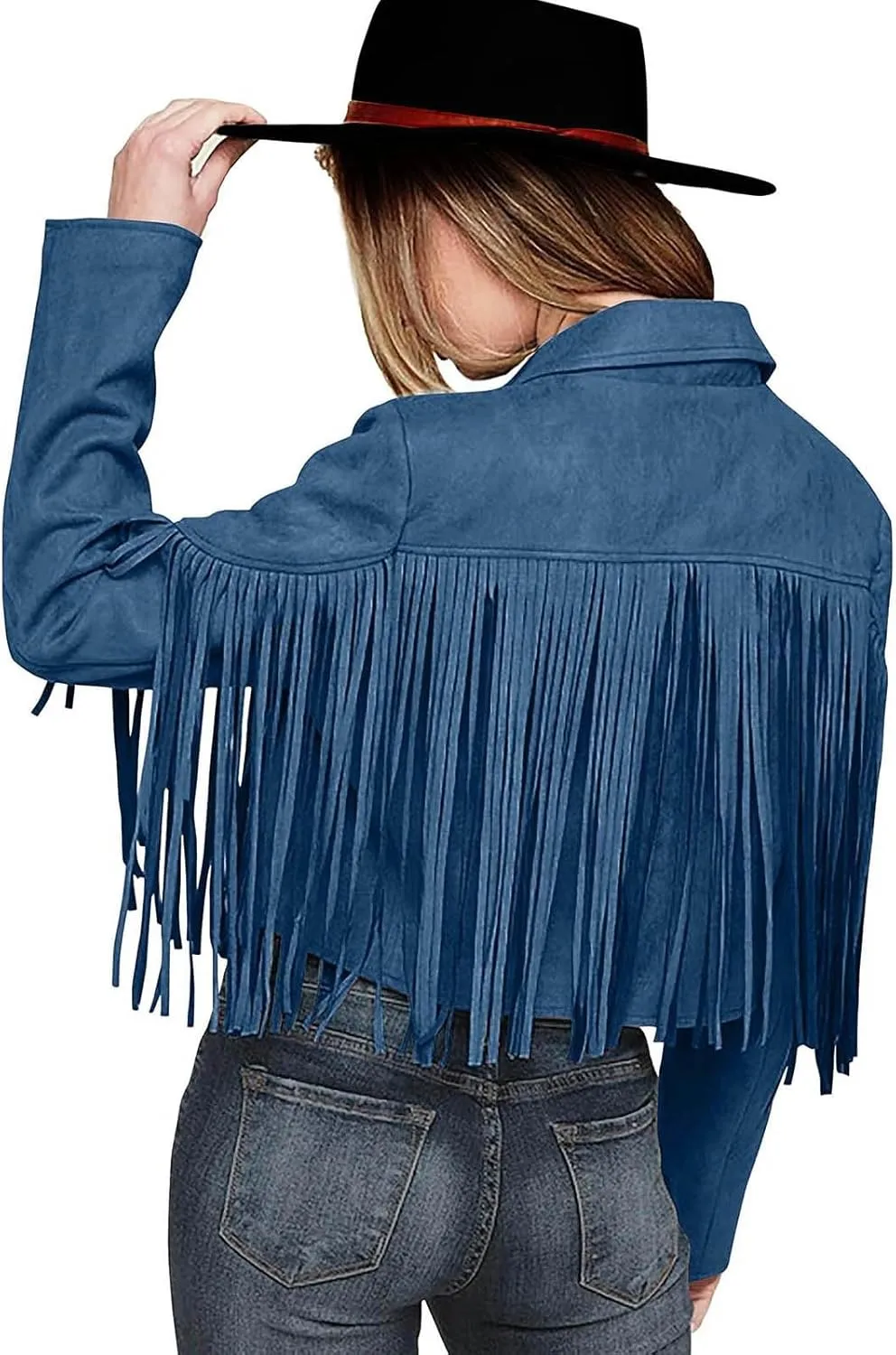 Fleece Jackets for Women Tassel Motorcycle Cropped Coats 2024 Zip Casual Outwear Quilt Faux Suede Leather Jackets