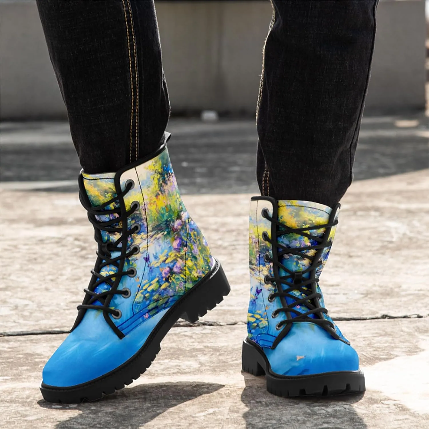 Floral Lady's Ankle Boots Fashion Comfortable Platform Women's Dress Booties Gift Flowers Lace-up Trendy Dress Shoes