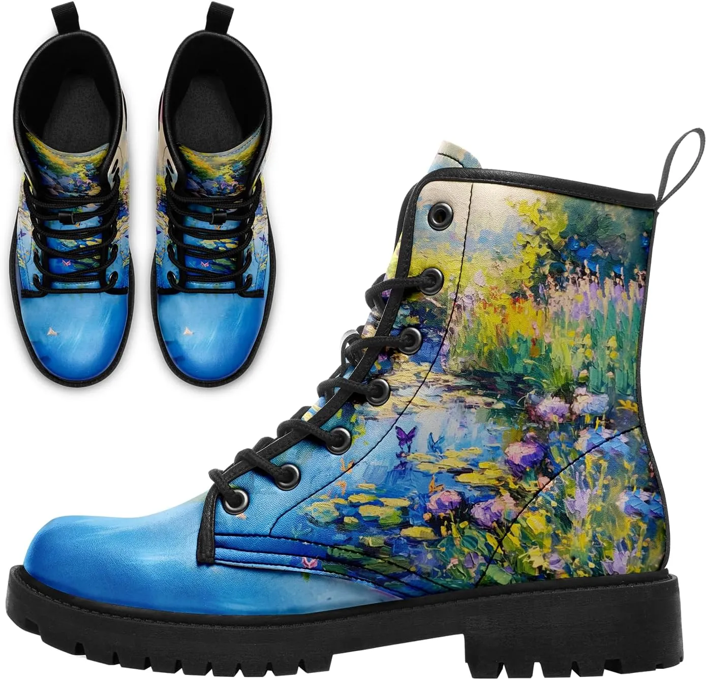 Floral Lady's Ankle Boots Fashion Comfortable Platform Women's Dress Booties Gift Flowers Lace-up Trendy Dress Shoes