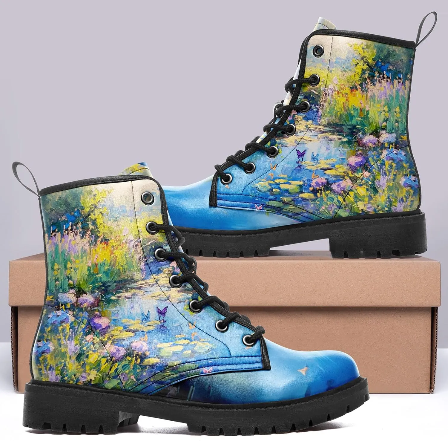 Floral Lady's Ankle Boots Fashion Comfortable Platform Women's Dress Booties Gift Flowers Lace-up Trendy Dress Shoes