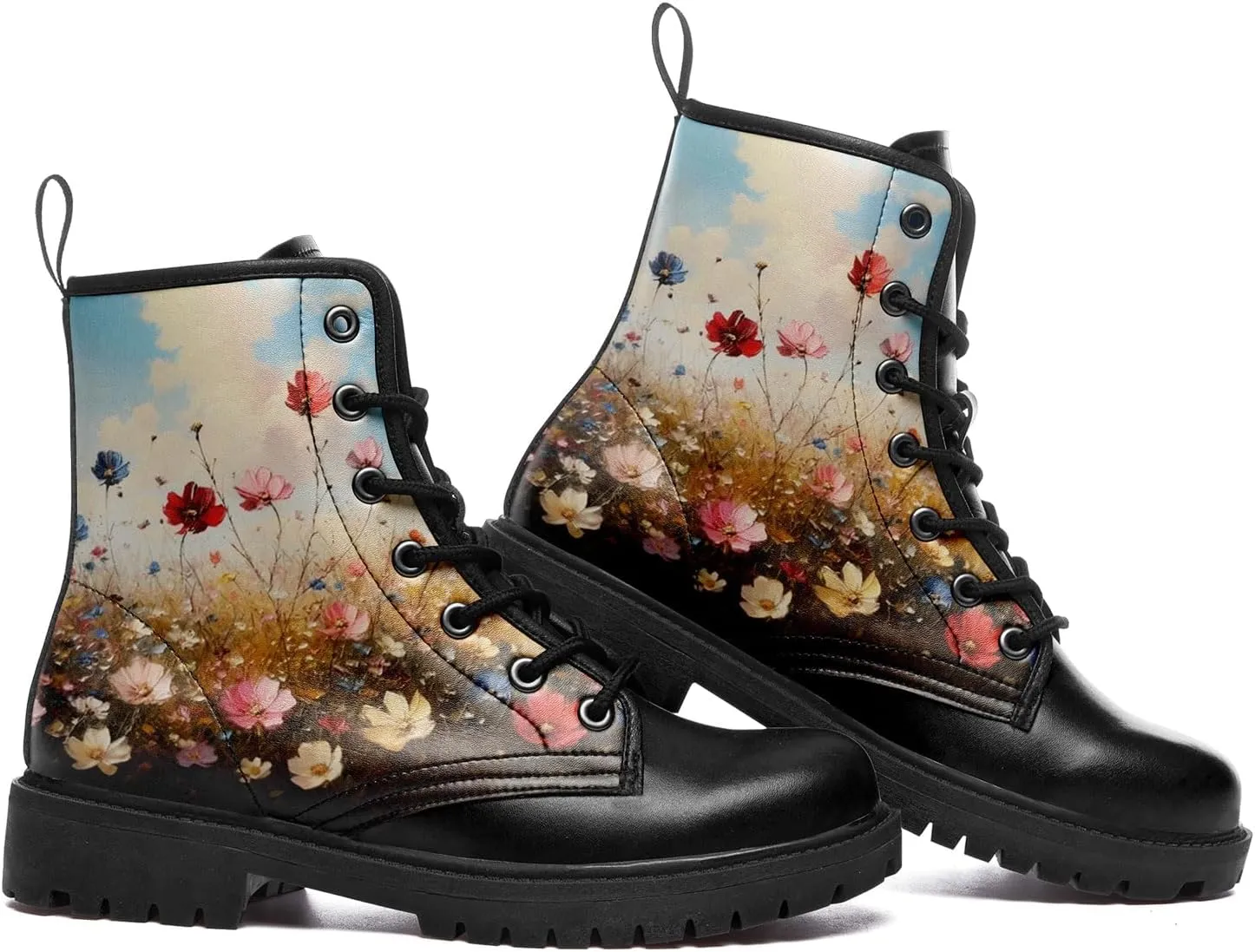 Floral Lady's Ankle Boots Fashion Comfortable Platform Women's Dress Booties Gift Flowers Lace-up Trendy Dress Shoes