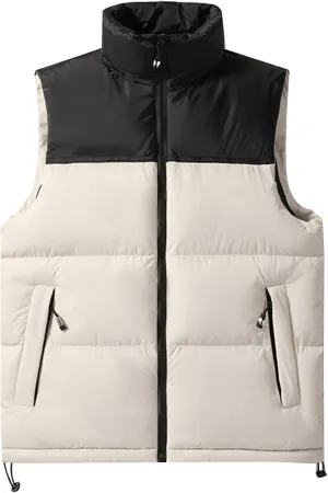 Flygo Mens Puffer Vest Lightweight Winter Outdoor Vests Warm Stand Collar Zip Sleeveless Jacket Outerwear