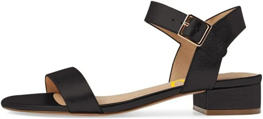 FSJ Women Casual Open Toe Block Low Heel Ankle Strap Sandals Comfort Summer Shoes Size 4-15 US