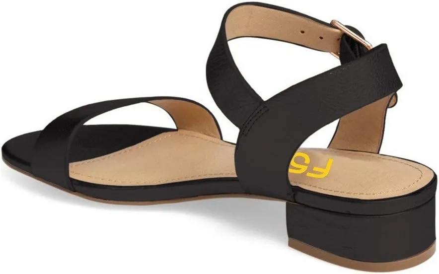 FSJ Women Casual Open Toe Block Low Heel Ankle Strap Sandals Comfort Summer Shoes Size 4-15 US