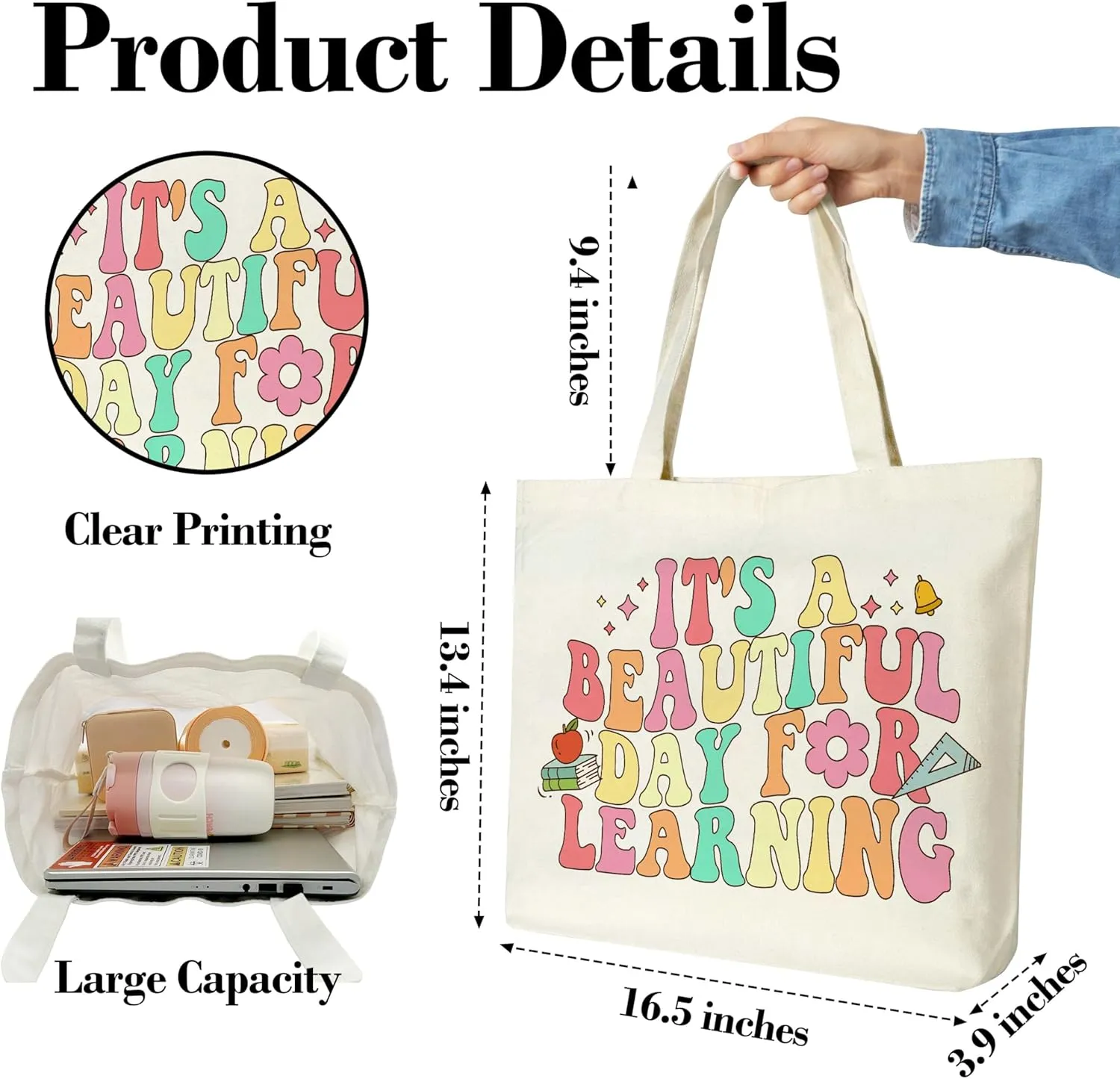 Funny Quotes Gifts for Mom, Rainbow Canvas Tote Bag Aesthetic, Reusable Grocery Shopping Bags