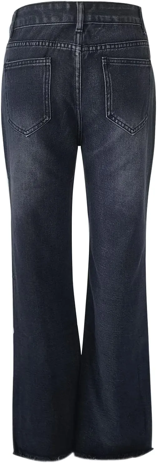 FZVYD Butt Lifting Bootcut Jeans Straight Leg Stretchy Curvy Tummy Control Trendy Denim Jeans High Waisted Slim Fit Jeans