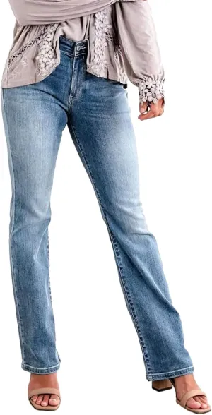 FZVYD Butt Lifting Bootcut Jeans Straight Leg Stretchy Curvy Tummy Control Trendy Denim Jeans High Waisted Slim Fit Jeans
