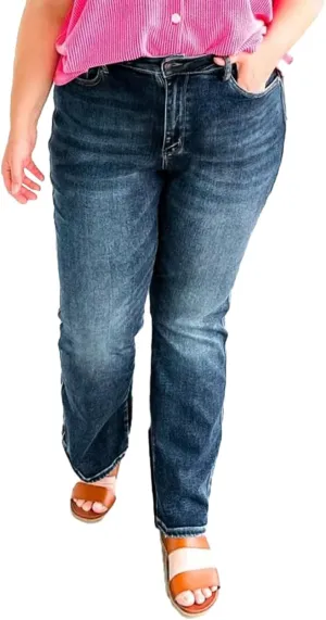 FZVYD Butt Lifting Bootcut Jeans Straight Leg Stretchy Curvy Tummy Control Trendy Denim Jeans High Waisted Slim Fit Jeans