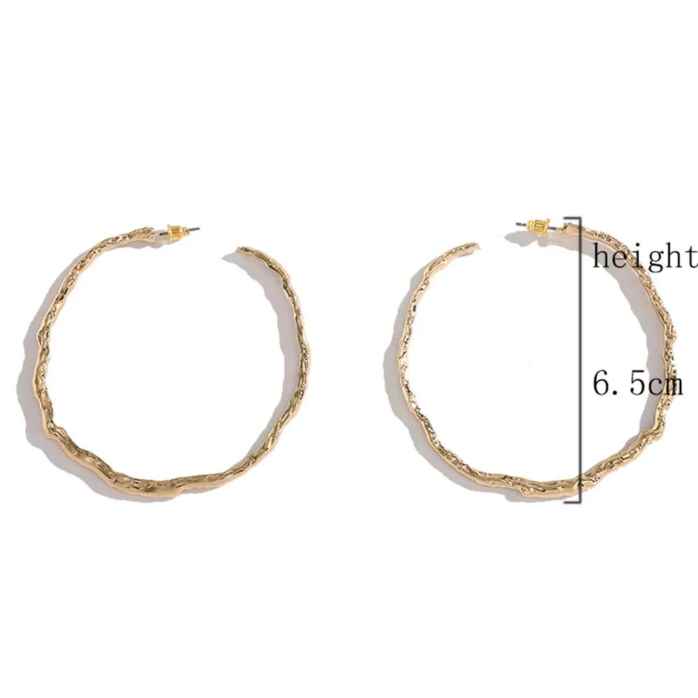 Geometric Large Silver Hoop Hammered Irregular Thin Dangle Earrings Lightweight Minimalist Everyday Jewelry for Women Gift (silver)