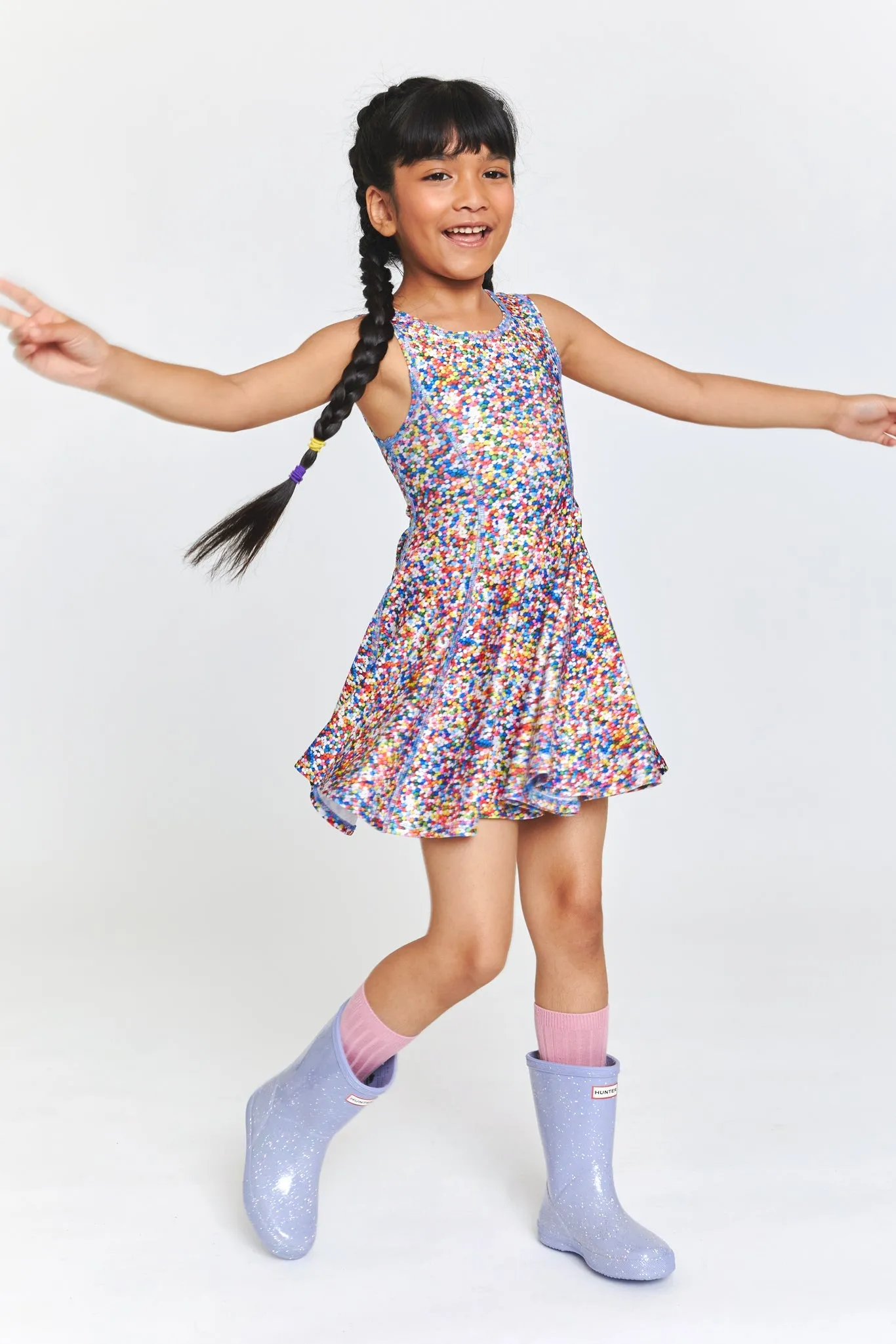 Girls Skater Dress in Rainbow Nonpareils
